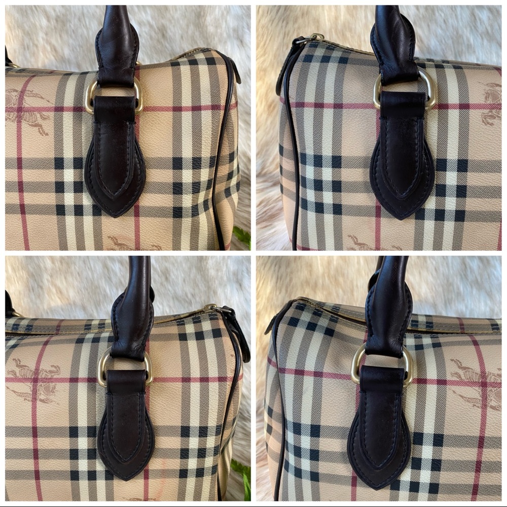 Burberry Bowling Bag Haycheck Chester Boston Satchel - Picture 9 of 17
